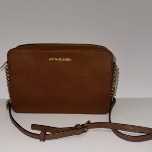 Michael Kors Jet Set Large Saffiano Leather Luggage Crossbody Bag